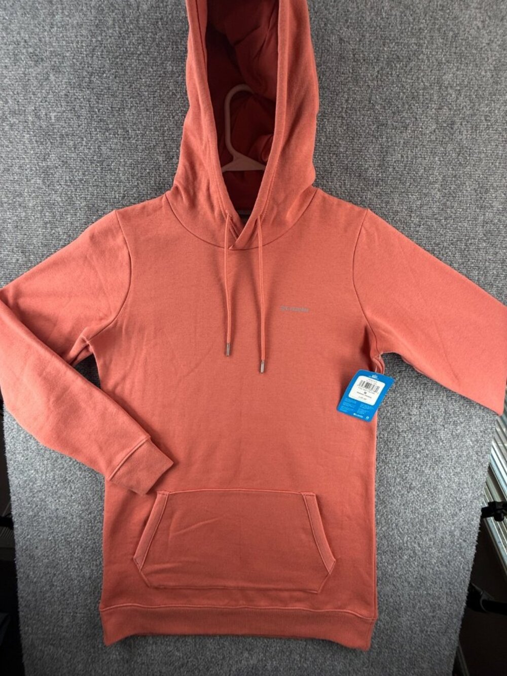 NWT Columbia Women Orange Salmon Long Hoodie Rush Valley Medium Fleece Inside